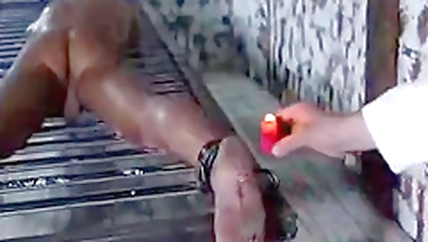 Sexy blonde model shows off her nyloned feet