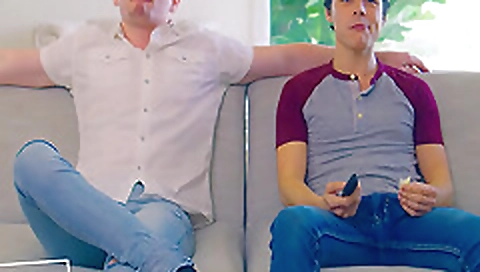 Horny blonde's big tit on his dick