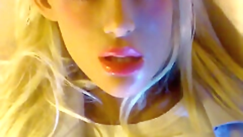 Sexy young blonde give reliefd in black lingerie