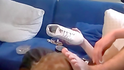 Sexy brunette hair and cum on face