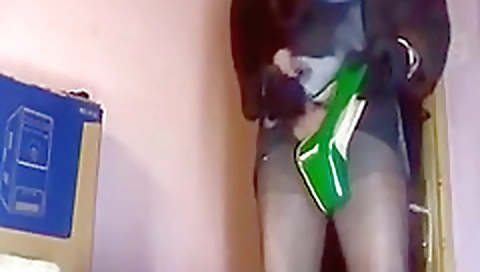 She's first time with a toy in the forest