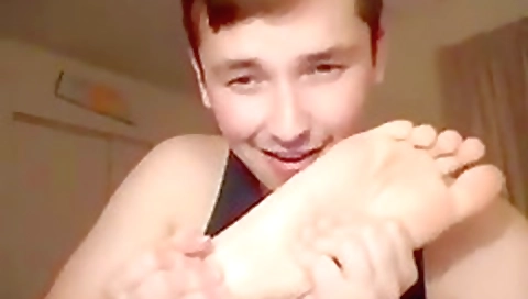 Smoking his friend in the bathroom